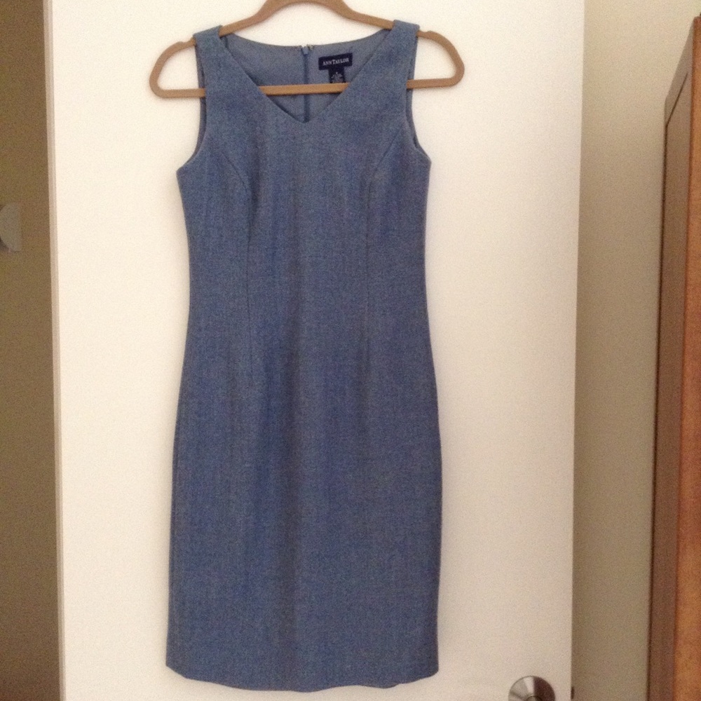 Classic blue Ann Taylor wool/cashmere sleeveless dress